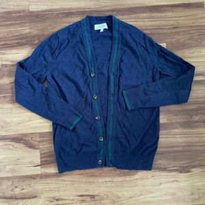 Cotton cashmere blue cardigan, small